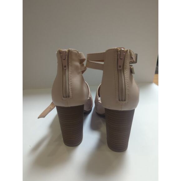 Maurices Sandals Womens 6 Jenna Ankle Strap Blush Faux Leather Block Heels - Picture 4 of 10